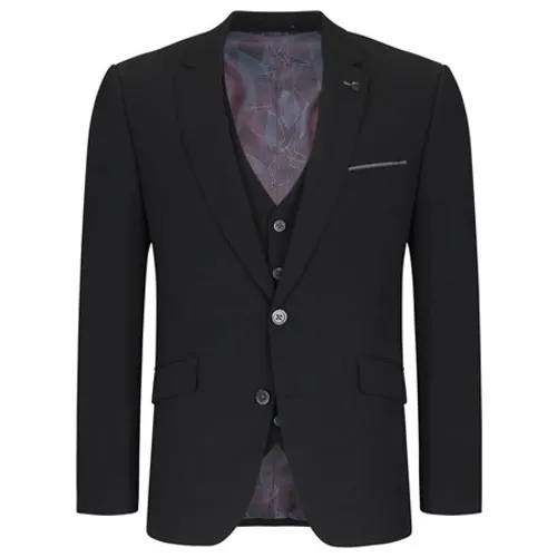 Remus Uomo Mens Tapered Fit 3-Piece Suit - Black