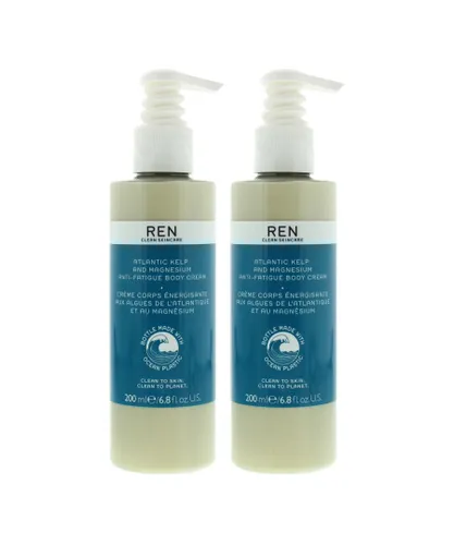 Ren Womens Atlantic Kelp And Magnesium Anti-Fatigue Body Cream 200ml x 2 - One Size