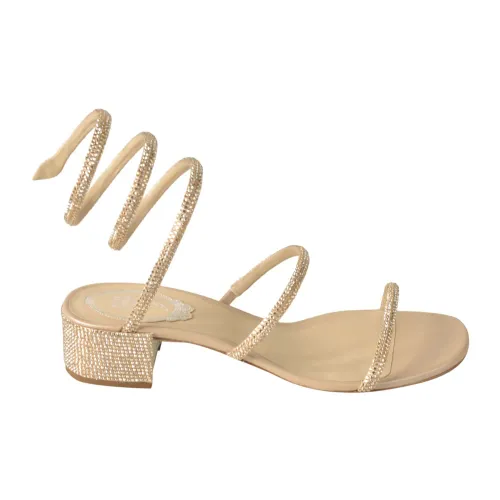René Caovilla , Beige Sandals with Embellishments ,Beige female, Sizes: