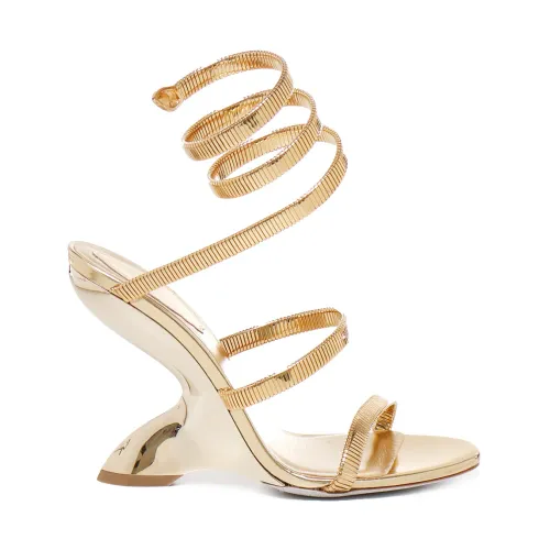 René Caovilla , Elegant Sandals with Cotton Blend ,Yellow female, Sizes: