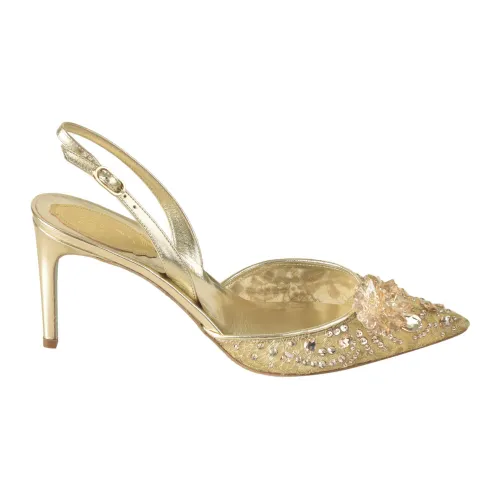 René Caovilla , Golden Sandals for Women ,Beige female, Sizes: