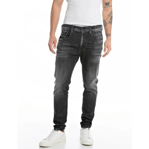 Replay , Dark Mens Jeans with Five Pockets ,Black male, Sizes: