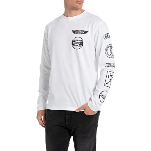 Replay , Long Sleeve Tops ,White male, Sizes: