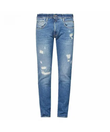 Replay Mens Ambass Jeans Blue Cotton