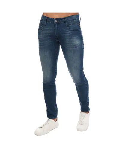 Replay Mens Anbass Slim Fit Jeans in Blue Cotton
