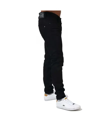 Replay Mens Anbass Slim Fit Stretch Jeans in Black Cotton