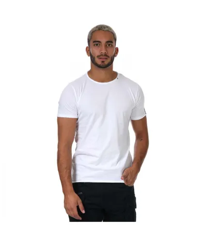 Replay Mens Raw Cut Cotton T- Shirt in White