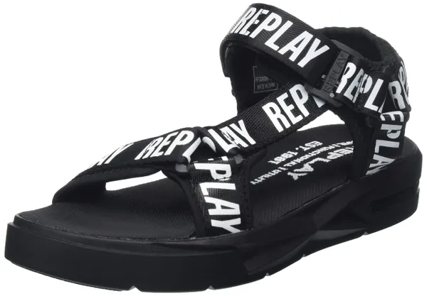 REPLAY Men's Space Logo Flat Sandal