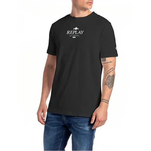 Replay Replay Logo T-Shirt Mens - Black