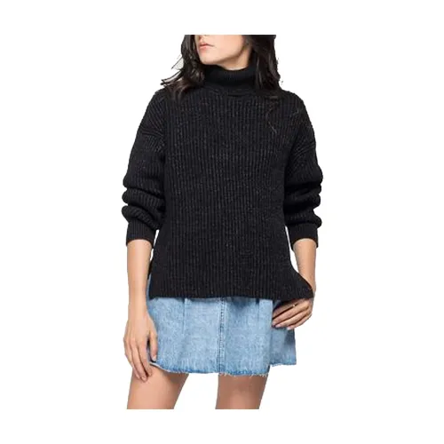 Replay , Ribbed Turtleneck Sweater ,Black female, Sizes: