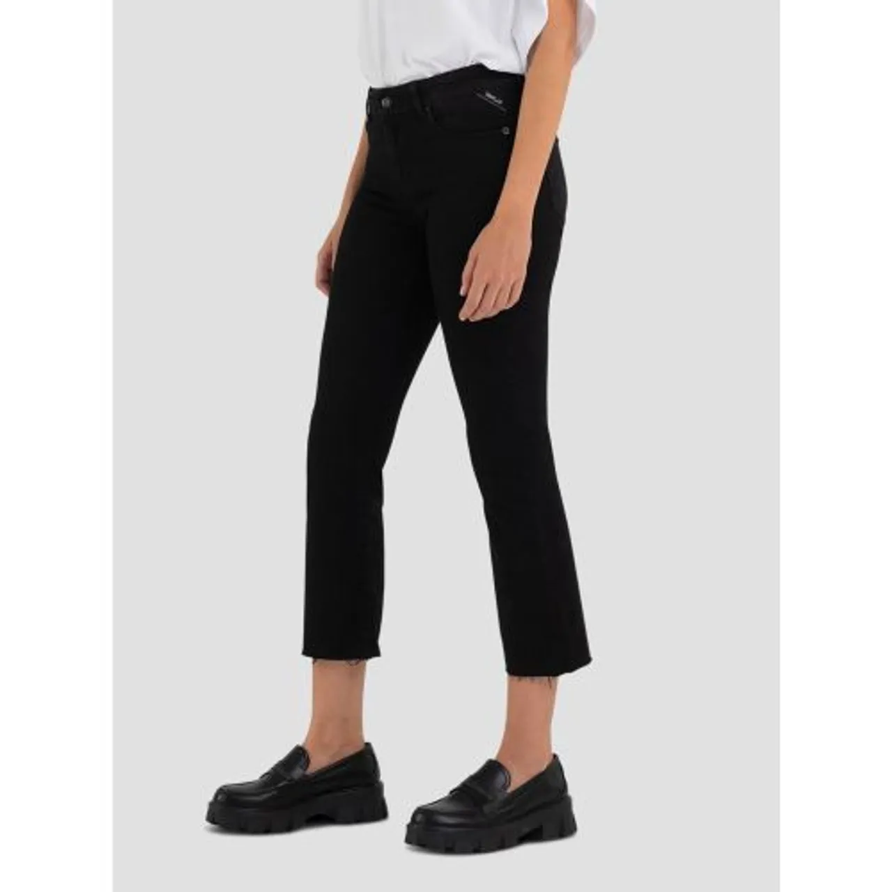 Replay Womens Black Flare Crop Faaby Jean