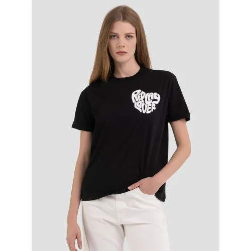 Replay Womens Black Printed Logo T-Shirt