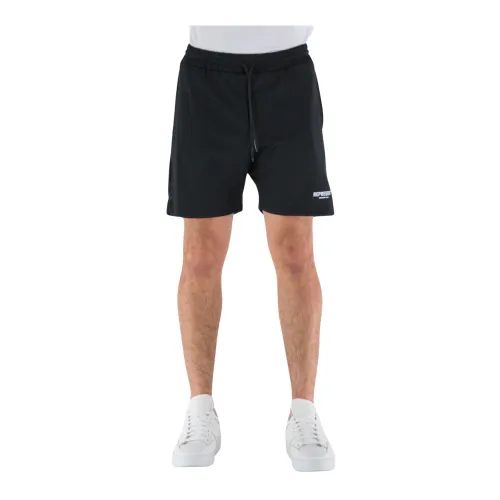 Represent , Mesh Mens Shorts with Elastic Waistband and Side Pockets ,Black male, Sizes: