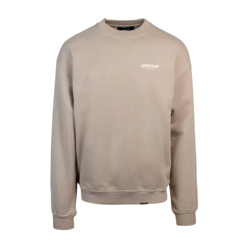 Represent , Oversized Dove Grey Cotton Sweater ,Beige male, Sizes: