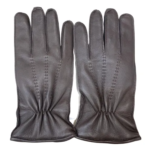 Restelli Guanti , Handmade Mens Elegant Leather Gloves ,Brown male, Sizes: