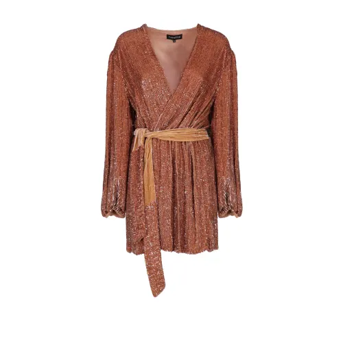 Retrofête , Copper Mini Nylon Dress ,Brown female, Sizes: