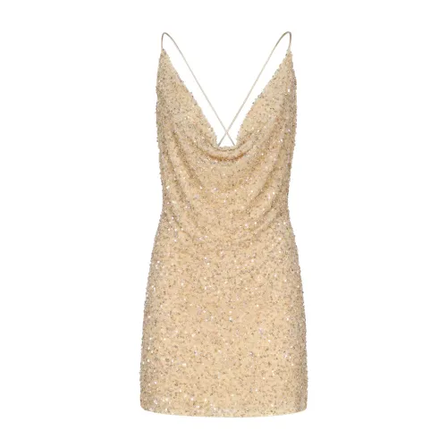 Retrofête , Platinum Sequin Dress ,Beige female, Sizes: