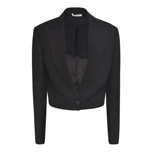 REV , Black Wool Cropped Blazer Aw23 ,Black female, Sizes: