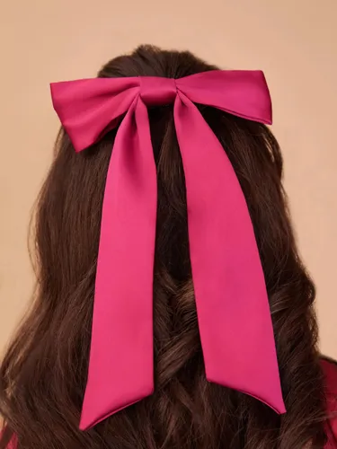 Rewritten Satin Hair Bow - Hot Pink - Female