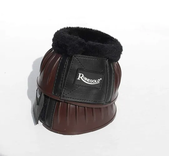 Rhinegold Fleece Trim Over-Reach Boot-Medium-Brown/Black