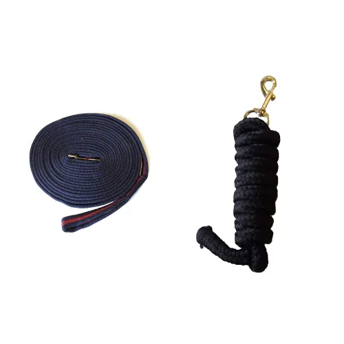 Rhinegold Padded Lunge Line - Navy/Burgundy & Luxe Lead Rope