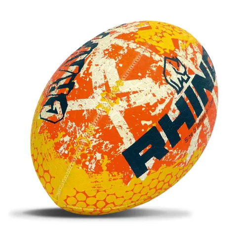 Rhino Graffiti Rugby Ball (Orange Yellow