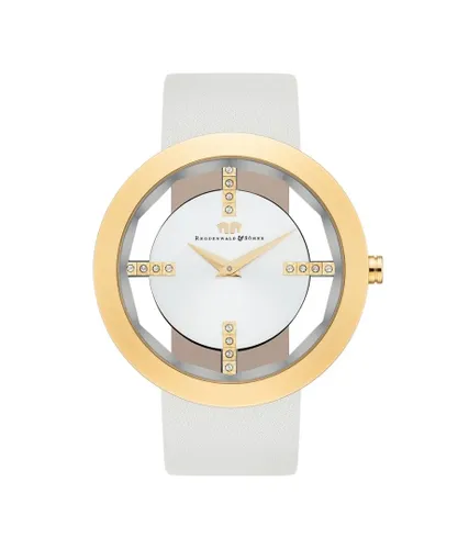 Rhodenwald & Söhne Womens Female Quartz Yellow Gold Genuine Leather Off-White Watch - Cream Stainless Steel (archived) - One Size