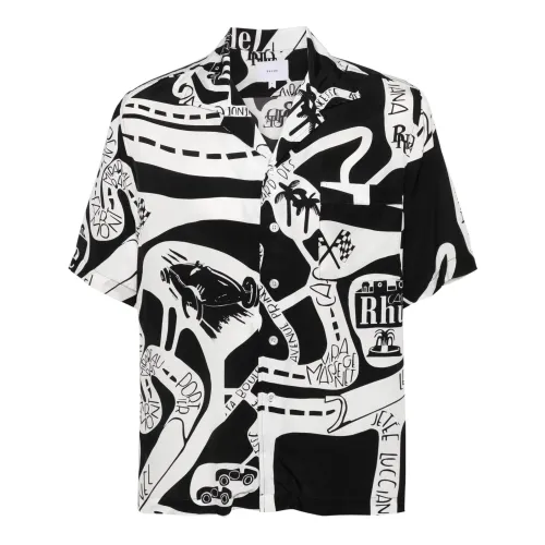 Rhude , Graphic Silk Twill Shirt ,Multicolor male, Sizes: