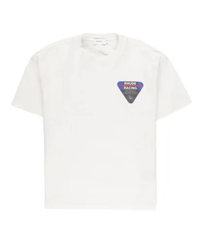 Rhude Mens Racing World Champions Graphic Print T-Shirt in White Cotton