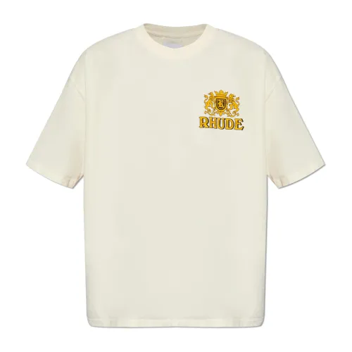Rhude , Printed T-shirt ,Beige male, Sizes: