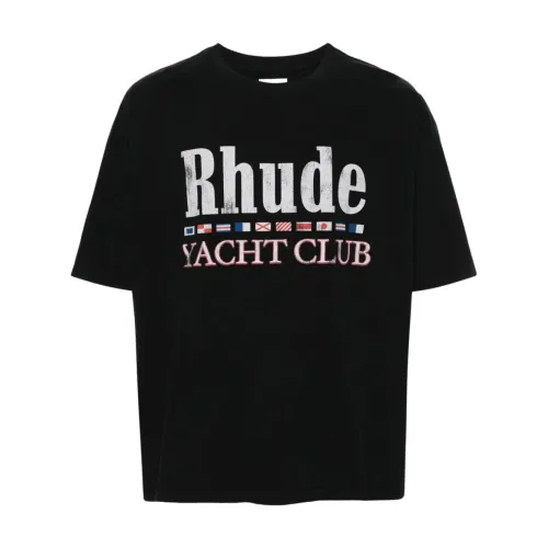 Rhude , Rhude T-shirts and Polos Black ,Black male, Sizes: