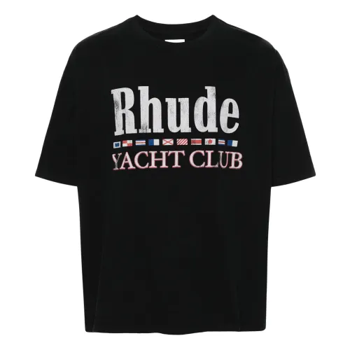 Rhude , Rhude T-shirts and Polos ,Black male, Sizes: