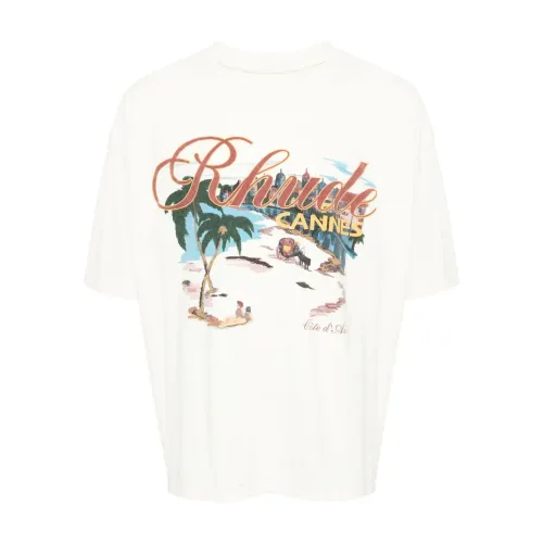 Rhude , Rhude T-shirts and Polos White ,White male, Sizes:
