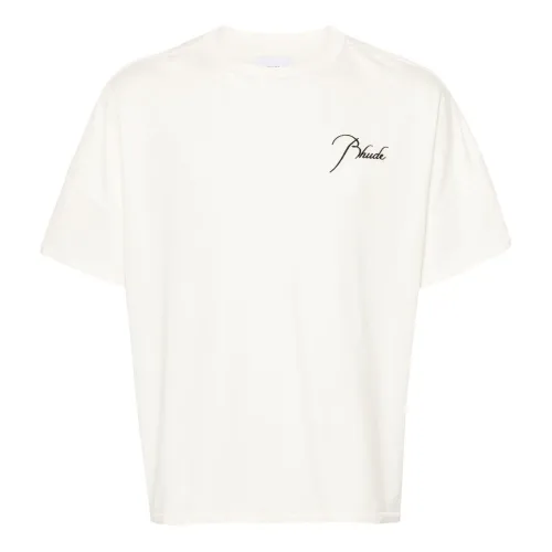 Rhude , Rhude T-shirts and Polos White ,White male, Sizes:
