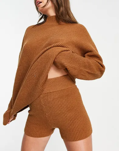 Rhythm classic knit co-ord short in brown