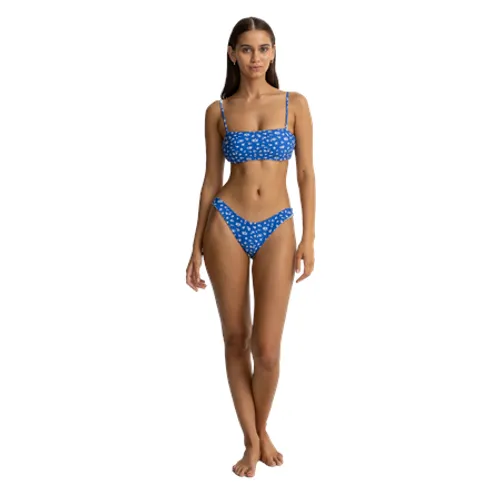 Rhythm Elodie Floral Reversible Bandeau Bikini Top - Blue