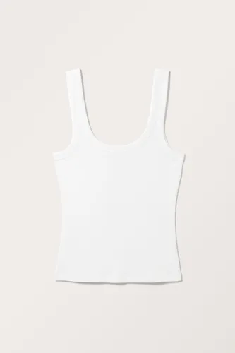 Rib Fitted Tank Top - White