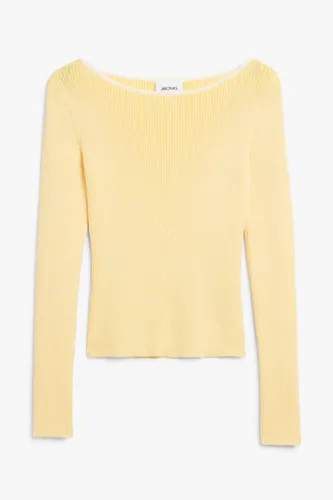 Rib knit boat neck sweater - Yellow