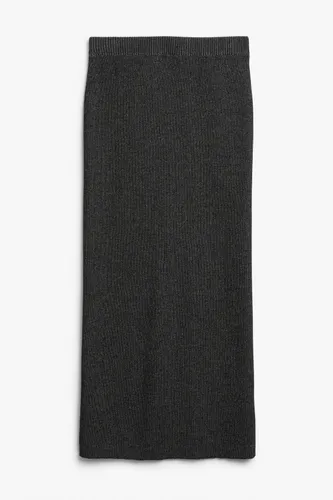 Rib knit maxi skirt - Black