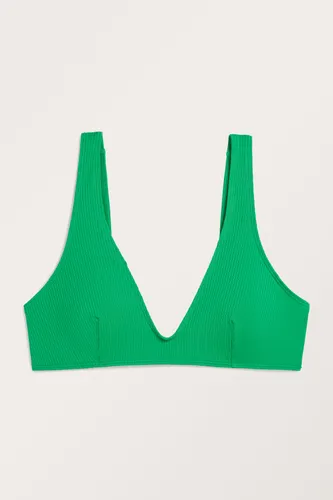 Ribbed V-neck bikini top - Green