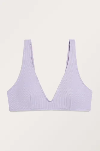 Ribbed V-neck bikini top - Purple
