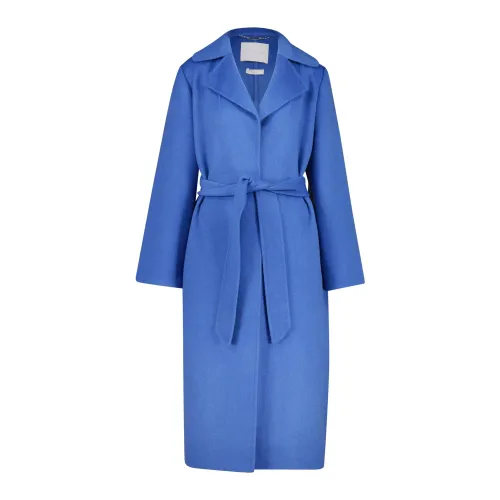 Rich & Royal , Long Wool Coat with Belt ,Blue female, Sizes: