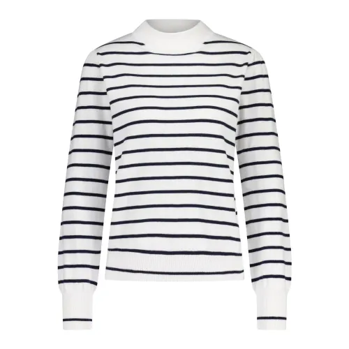 Rich & Royal , Striped Cashmere Blend Sweater ,White female, Sizes: