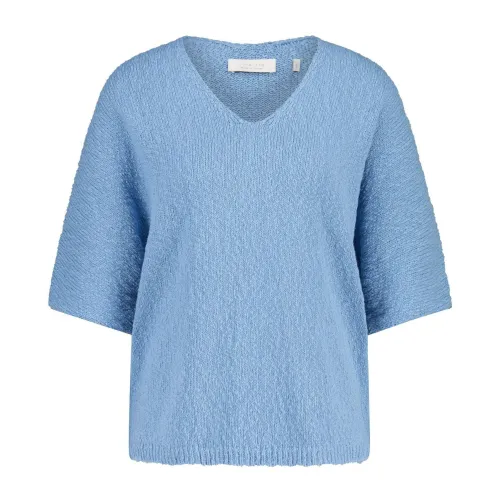 Rich & Royal , V-neck Knitwear ,Blue female, Sizes: