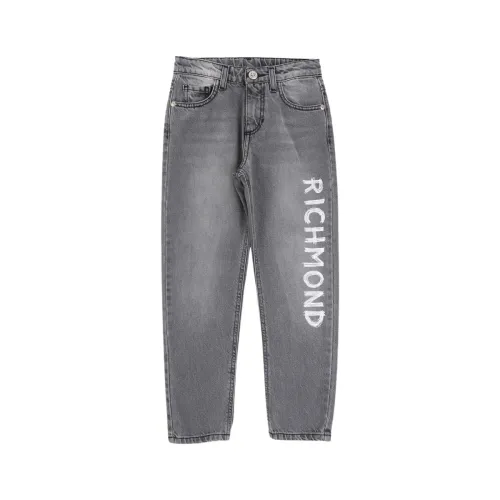 Richmond , Skinny Jeans with Logo Print ,Gray unisex, Sizes: