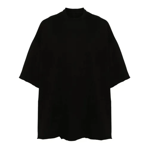 Rick Owens , Black Cotton T-shirt with Round Neck and Short Sleeves ,Black male, Sizes: ONE