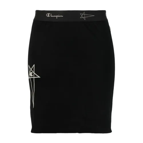 Rick Owens , Black Elasticated Logo-Waistband Skirt ,Black female, Sizes: