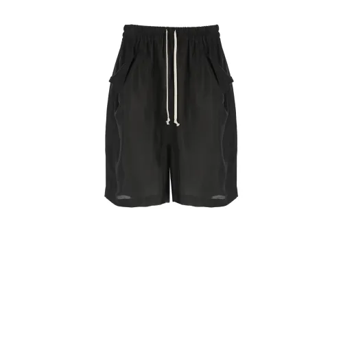 Rick Owens , Black Shorts with Elastic Waist and Pockets ,Black male, Sizes:
