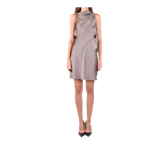 Rick Owens , Casual Gray Trapeze Mini Dress ,Beige female, Sizes: