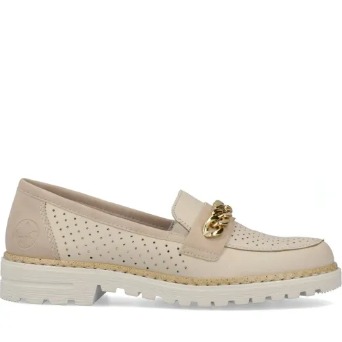 Rieker , Beige Leather Loafers for Women ,Beige female, Sizes: